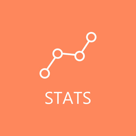 Graph line icon. High quality outline pictigram for design website or mobile app. Vector thin line illustration of graph, stats. White symbol on red backgroundのイラスト素材