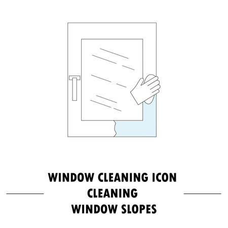 Window cleaning icon. High quality outline pictogram of window cleaning. Vector color symbol for design website, visit card, mobile app, logo, etc.のイラスト素材