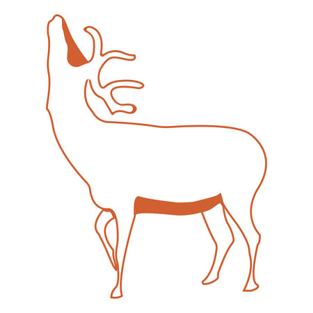 Deer. Silhouette vector symbol of deer for tattoo, visit card, etc. Monochrome sign of animal.のイラスト素材