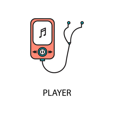 MP3- player line icon. Vector symbol on the topic of personal devices. Color minimalist element for design of website, company's visit card, logo an etc. MP3-player vector icon eps 10.のイラスト素材