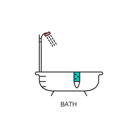 Bath line icon. High quality outline pictograms for infographics, website or mobile app. Vector illustration of element for design company's visit card. logo, etc.のイラスト素材