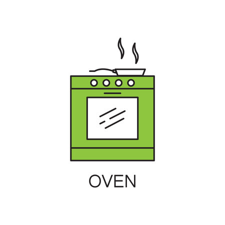 Oven icon. Hhigh quality outline element on the topic of Oven . Vector color symbol for design of website, mobile app, infographics, presentation, company's visit card, logo.のイラスト素材