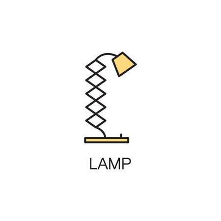 Lamp line icon. High quality pictogram of lamp for home's interior. Outline vector symbol for design website or mobile app. Thin line sign of lamp for logo, visit card, etc.のイラスト素材