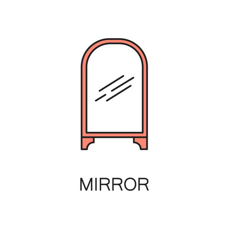 Mirror line icon. High quality pictogram of mirror for home's interior. Outline vector symbol for design website or mobile app. Thin line sign of mirror for logo, visit card, etc.のイラスト素材