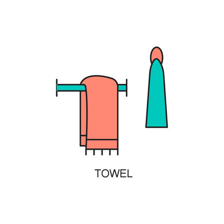 Towel line icon. High quality outline pictograms for infographics, website or mobile app. Vector illustration of element for design company's visit card. logo, etc.の写真素材