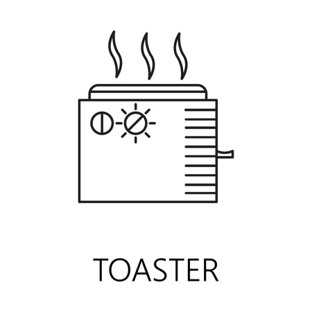 Toaster line icon. Vector symbol on the topic of home electronic devices. Black minimalist element for design of website, company's visit card, logo an etc. Toaster vector icon eps 10.の写真素材