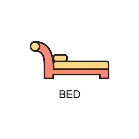 Bed line icon. High quality pictogram of home's furniture. Outline vector symbol for design website or mobile app.の写真素材
