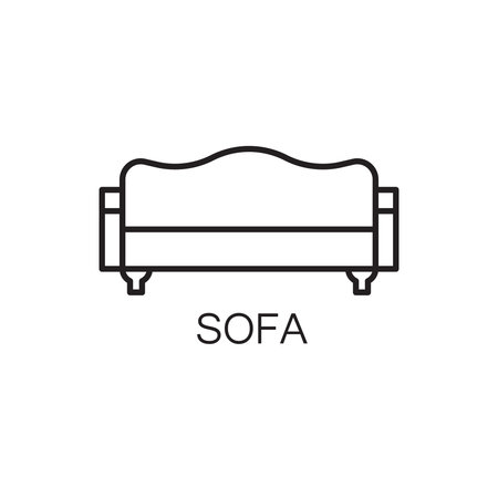 Sofa line icon. High quality outline vector pictogram on the topic of Sofa . Black line elements for web design or mobile app, logo, company's visit card, etc. Vector button EPS 10.の写真素材