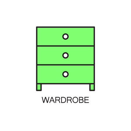 Wardrobe line icon. High quality pictogram of wardrobe for home's interior. Outline vector symbol for design website or mobile app.の写真素材