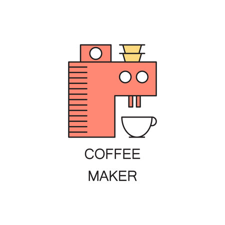 Coffee maker icon. Hhigh quality outline element on the topic of Coffee maker . Vector color symbol for design of website, mobile app, infographics, presentation, company's visit card, logo.の写真素材