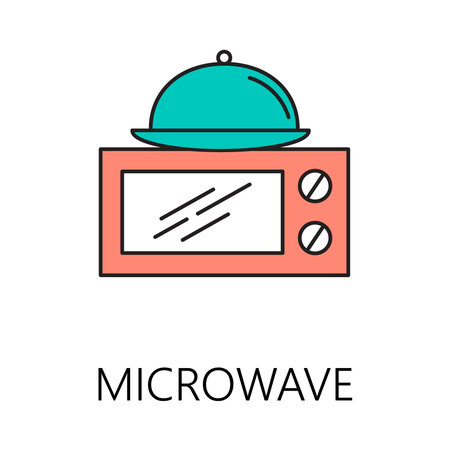 Microwave line icon. Vector symbol on the topic of home electronic devices. Color minimalist element for design of website, company's visit card, logo an etc. Microwave vector icon eps 10.の写真素材