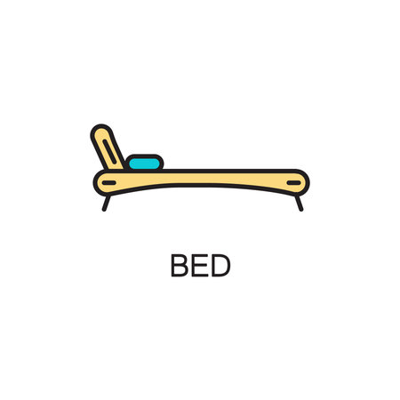 Bed line icon. High quality pictogram of home's furniture. Outline vector symbol for design website or mobile app.のイラスト素材