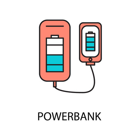 Powerbank line icon. Vector symbol on the topic of personal devices. Color minimalist element for design of website, company's visit cardのイラスト素材