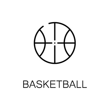 Basketball flat icon. Single high quality outline symbol of sport for web design or mobile app. Thin line signs of basketball for design  , visit card, etc. Outline pictogram of basketballのイラスト素材