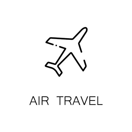 Air travel flat icon. Single high quality outline symbol of travel for web design or mobile app. Thin line signs of plane for design logo, visit card, etc. Outline pictogram of planeのイラスト素材