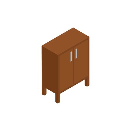 Cabinet isometric icon or logo. 3d vector illustration of cabinet. Isometric vector furniture. Element of home interior for web design, mobile app, infographic. Vector isometric icon of cabinetのイラスト素材