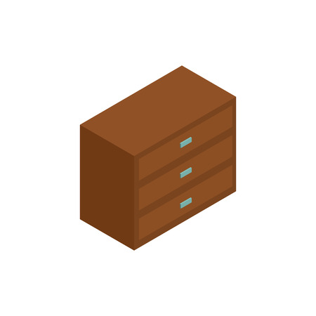 Wardrobe isometric icon or logo. 3d vector illustration of wardrobe. Isometric vector furniture. Element of home interior for web design, mobile app, infographic. Vector isometric icon of waardrobeのイラスト素材