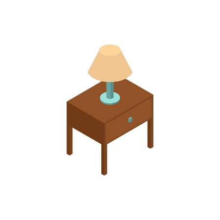 Lamp isometric icon or logo. 3d vector illustration of lamp. Isometric vector furniture. Element of home interior for web design, mobile app, infographic. Vector isometric icon of lamp.のイラスト素材