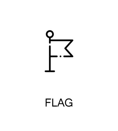 Flag cloud icon. Single high quality outline symbol for web design or mobile app. Thin line sign for design. Black outline pictogram on white backgroundのイラスト素材