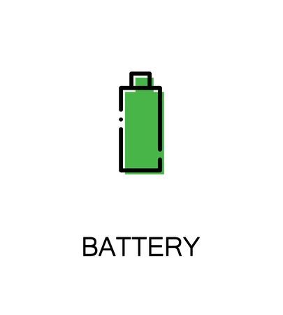 Battery icon. Single high quality outline symbol for web design or mobile app. Thin line sign for design logo. Black outline pictogram on white backgroundのイラスト素材