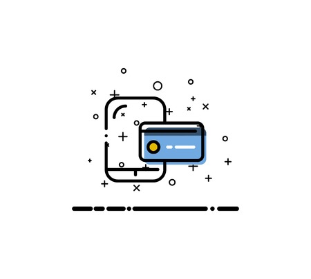 Credtin card icon. Single high quality outline symbol for web design or mobile app. Thin line sign for design logo. Color line symbol on white backgroundのイラスト素材