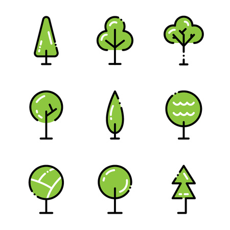 Tree icon set. Collection high quality outline symbols for web design or mobile app. Thin lineのイラスト素材