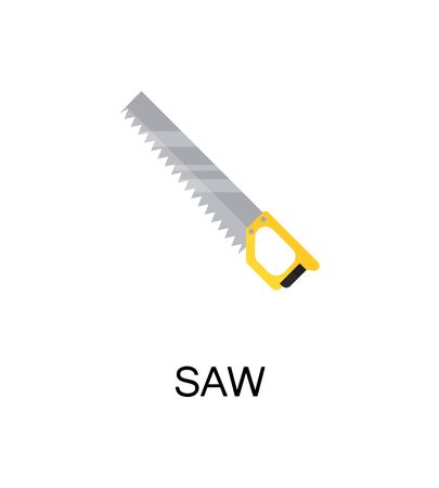 Saw flat icon. Single high quality color element for web design or mobile app. Isolated symbol on white background. Construction tool flat icon. Bulding tool vector illustration.のイラスト素材