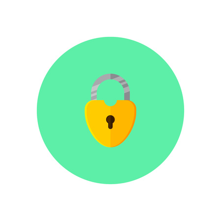 Padlock in green round on background vector concept. Lock illustration in modern flat style. Color picture for design web site, web banner, printed material. Lock flat icon set. Padlock flat iconのイラスト素材