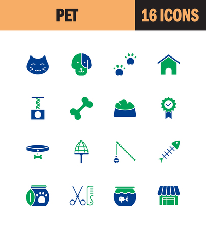 Pet icon set. Collection of shop line icons. High quality logos of dog, cat, house on white background.のイラスト素材