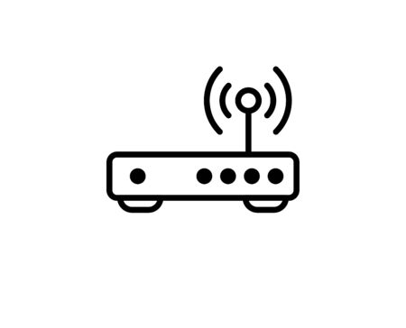 Wifi router premium line icon. Simple high quality pictogram. Modern outline style icons. Stroke vector illustration on a white background.のイラスト素材