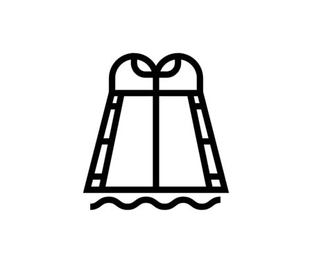 Line water slide icon isolated on white background. Outline aquapark symbol for website design, mobile application, ui. Water pictogram. Vector illustration, editable stroke.のイラスト素材