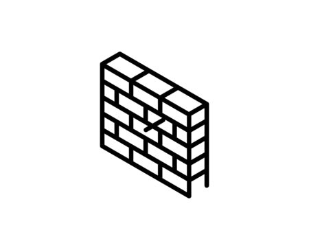 Line Wall icon isolated on white background. Outline symbol for website design, mobile application, ui. Wall pictogram. Vector illustration, ediWall stroke. Eps10のイラスト素材