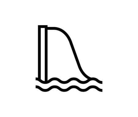 Line water slide icon isolated on white background. Outline aquapark symbol for website design, mobile application, ui. Water pictogram.のイラスト素材