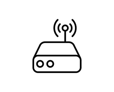 Wifi router premium line icon. Simple high quality pictogram. Modern outline style icons. Stroke vector illustration on a white background.のイラスト素材