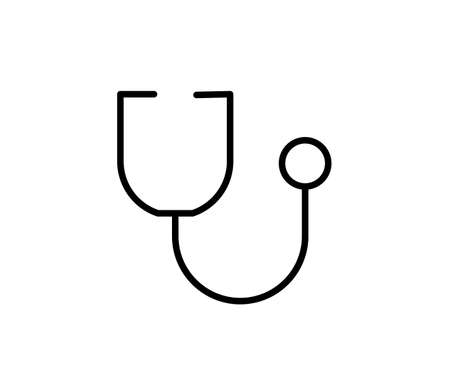 Stethoscope flat icon. Thin line signs for design. Single high-quality outline symbol for web design or mobile app. Stethoscope outline pictogram.のイラスト素材