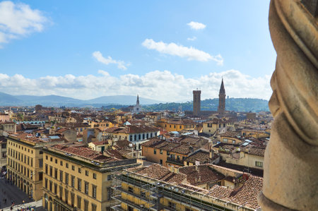 06-11-2023 Florence, Italy - A breathtaking view from Campanile di Giotto's top floor overlooking Florence's iconic panoramaのeditorial素材