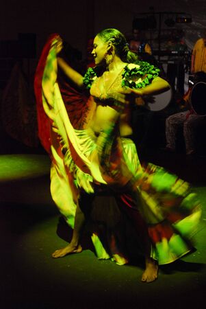 Local traditional dancer in Mauritius at nightの写真素材