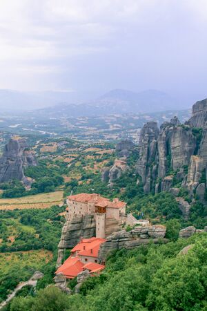 Roussanou Monastery at Meteora, Greece. The monasteries of Meteora is picturesque religious complex...