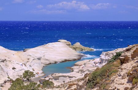 Sarakiniko beach in north of Milos island, Cyclades, Greece. Milos is one of the southern Cyclades islands in the archipelagoの写真素材