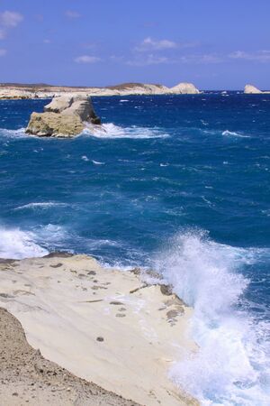 Sarakiniko beach in north of Milos island, Cyclades, Greece. Milos is one of the southern Cyclades islands in the archipelagoの写真素材