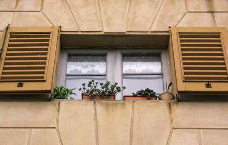 Isolated window of building in Bergamo, Lombardy, Italy