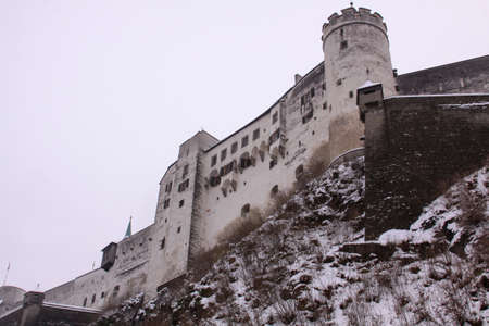 Hohensalzburg fortress old castle in Salzburg, Austria in winterのeditorial素材