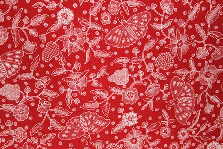 Batik motif sample design from Java, Indonesia. It depicts floral and bird like symbolsの写真素材
