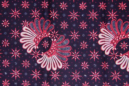 Batik motif sample design from Java, Indonesia. It depicts floral and bird like symbolsの写真素材