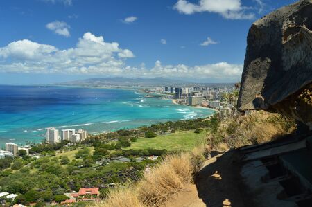Waikiki Seen From Diamond Head. Oahu, Hawaii, USA, EEUU.の写真素材