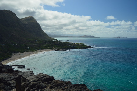 Panoramic View Of The Beautiful Cliffs. Oahu, Hawaii, USA, EEUU.の素材 [FY31089910435]