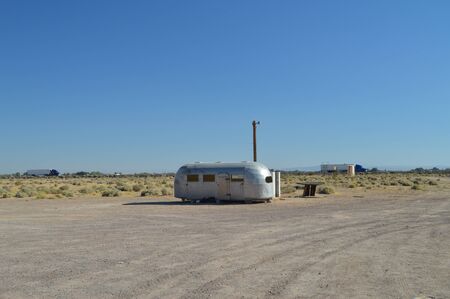 Old Caravan Of The Sixties On Route 66. June 21, 2017. California, USA, EEUU.のeditorial素材