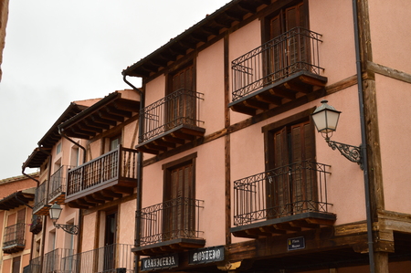 Old Houses In The Town Square Of Ayllon Cradle Of The Red Villages In addition Of Beautiful Medieval Town In Segovia. Architecture Landscapes Travel Rural Environment. October 21, 2017. Ayllon Segovia Castilla-Leon Spain.のeditorial素材