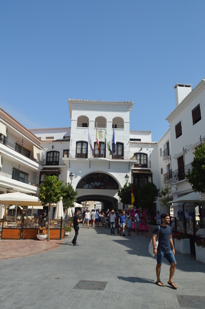 Front Facade Of Nerja Town Hall. August 6, 2016. Travel architecture holidays. Nerja Malaga Andalucia Spain.のeditorial素材