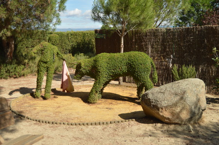 Bullfighter Bullfighting A Bull Recreated In A Fern Sculpture.の写真素材